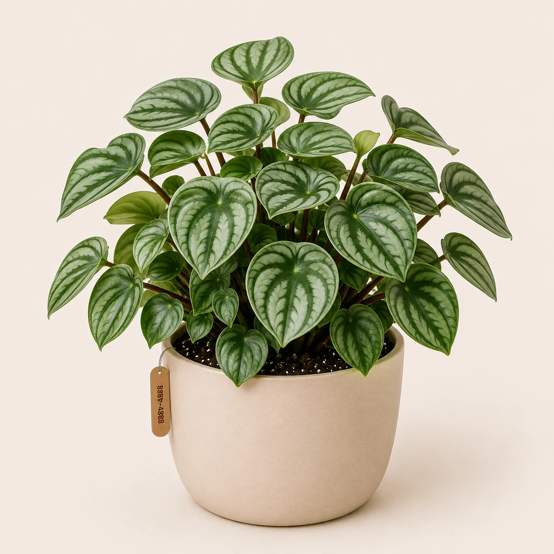 Healthy Peperomia plant in a decorative pot with compact glossy green foliage for indoor home and office décor